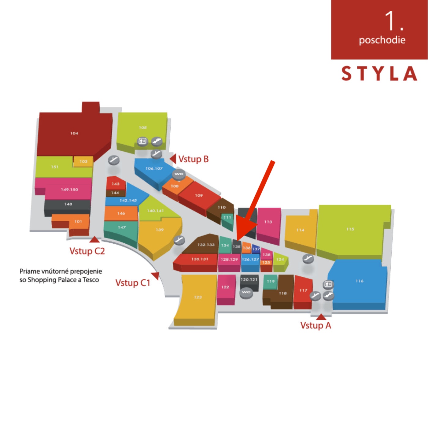 Mapa Styla centra